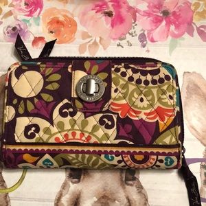 Vera Bradley turn lock wallet purple paisley